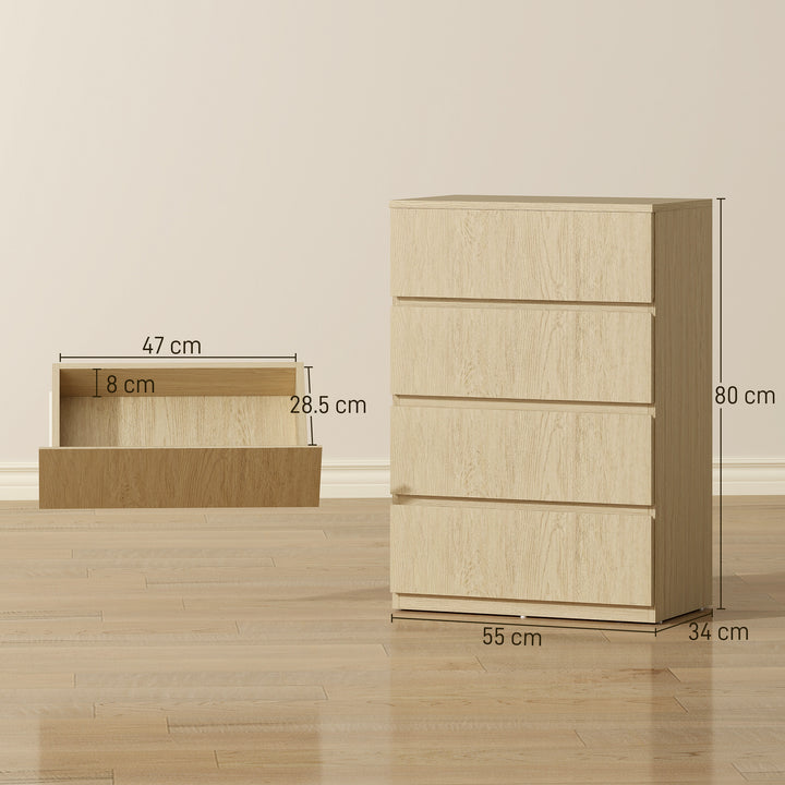Chest of Drawers, 4-Drawer Storage Cabinets, Modern Dresser, Storage D