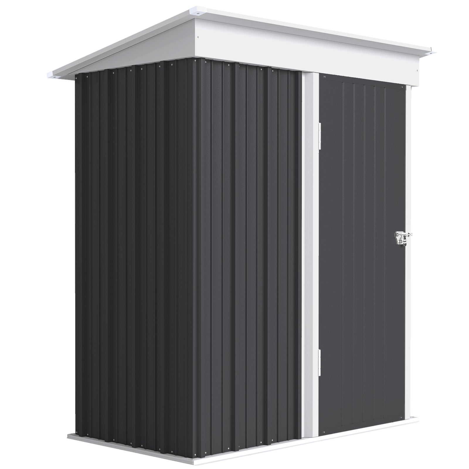 Metal Garden Shed, Outdoor Lean-to Shed for Tool Motor Bike, with Adjustable Shelf, Lock, Gloves, 5'x3'x6', Dark Grey