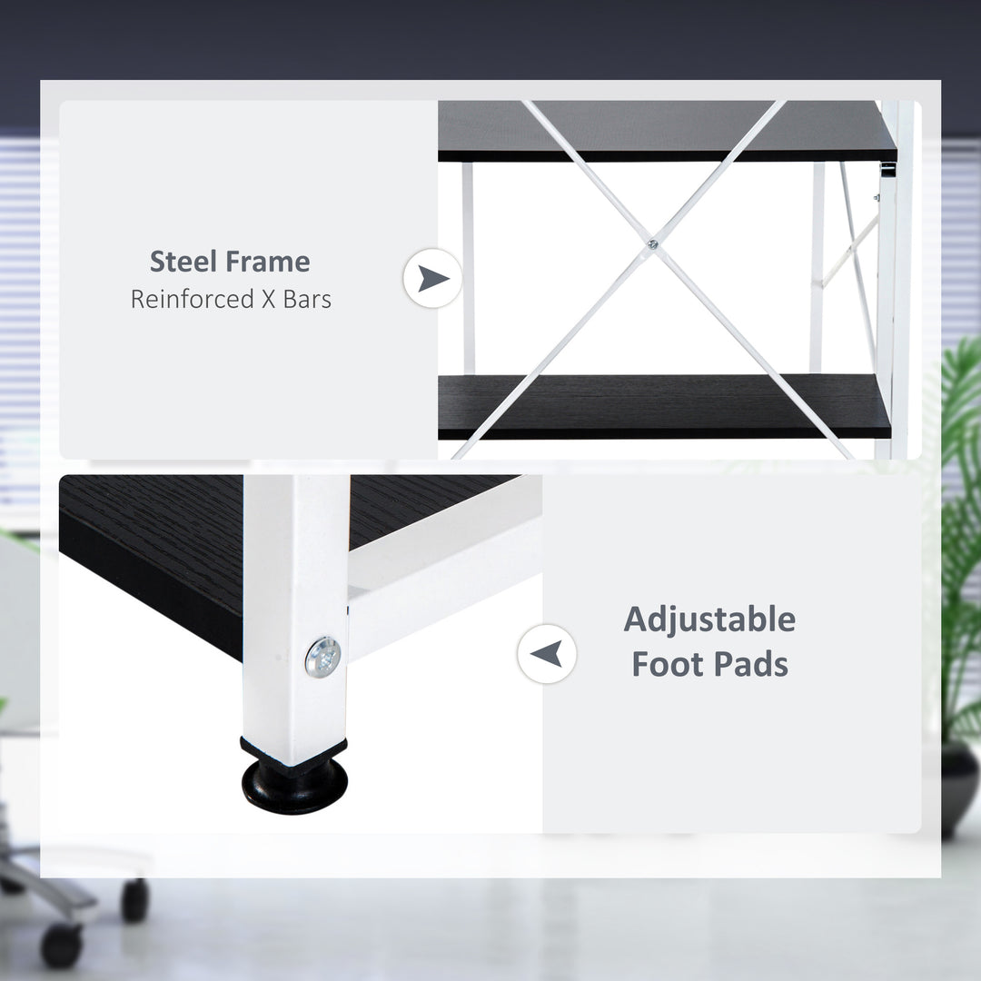 MCL Computer Desk with Storage Shelves on Left or Right, Industrial Reversible Writing Desk for Home Office, Study, Easy Assembly, 120 x 64 x 121cm, Black and White