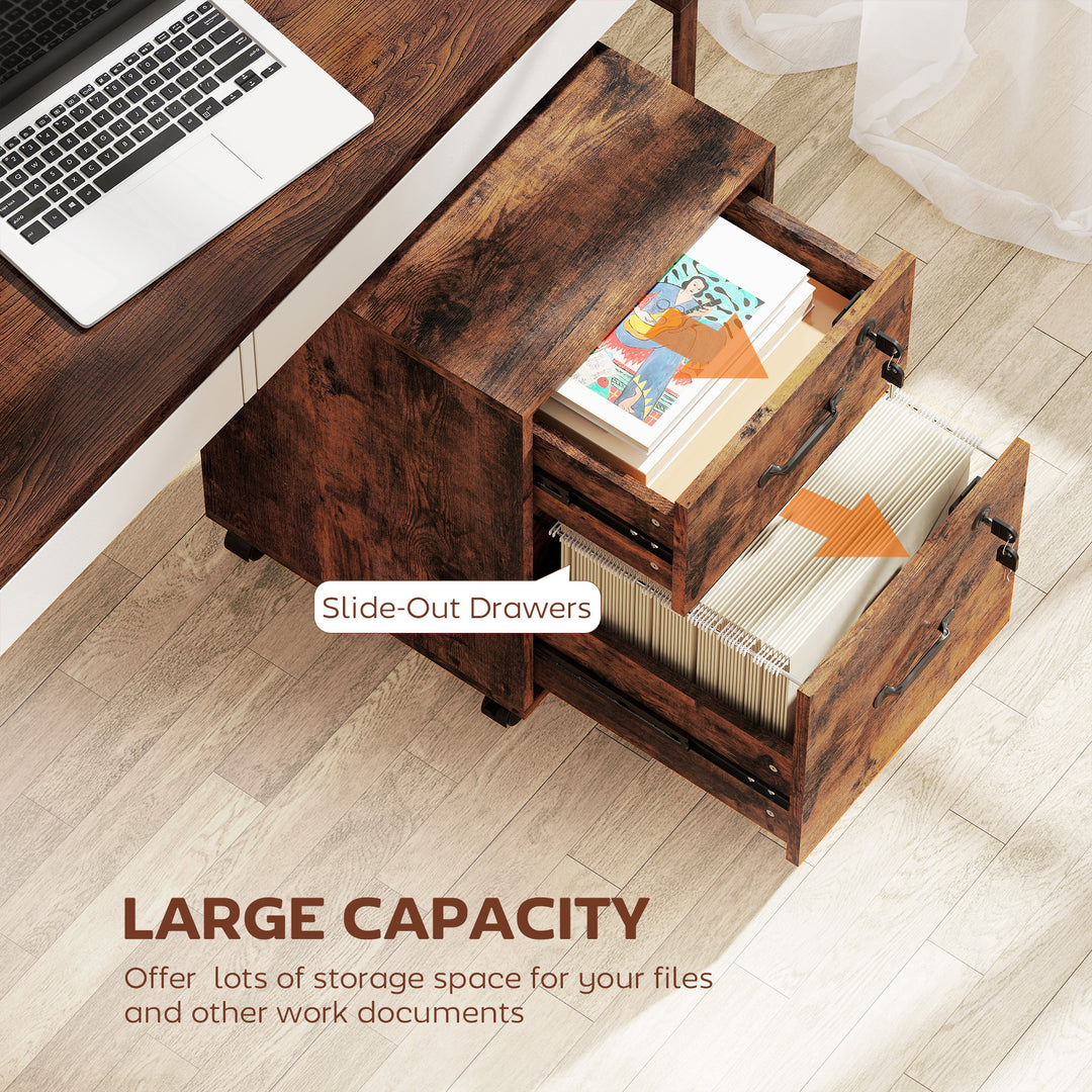 Rolling File Cabinet with 2 Drawers, Mobile Filing Cabinet with Hanging File Folder for Letter Sized Documents