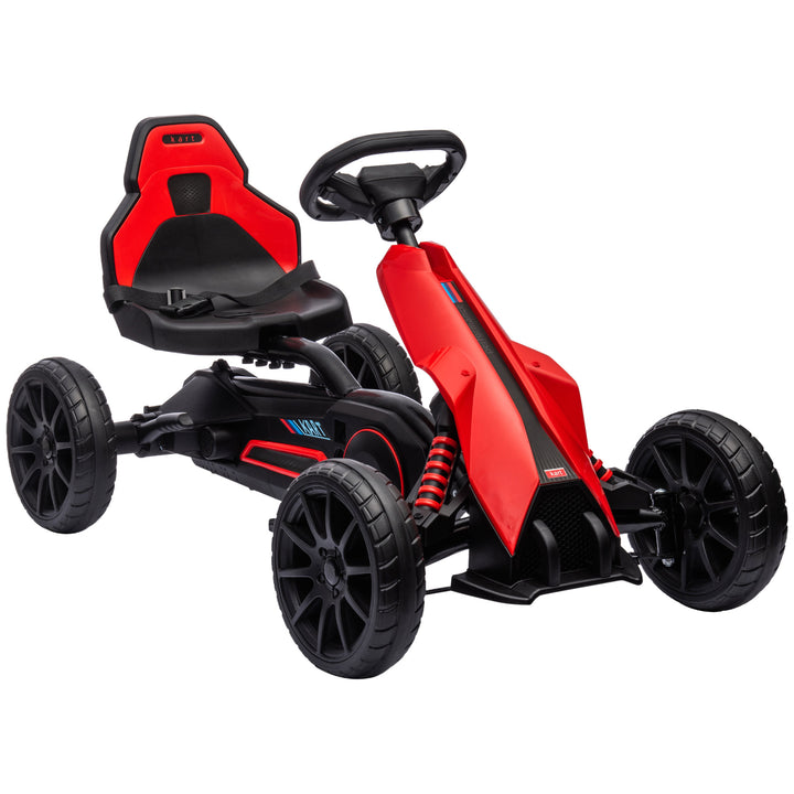 Kids Pedal Go Kart, with Adjustable Seat, EVA Wheels, Seat, Handbrake - Red