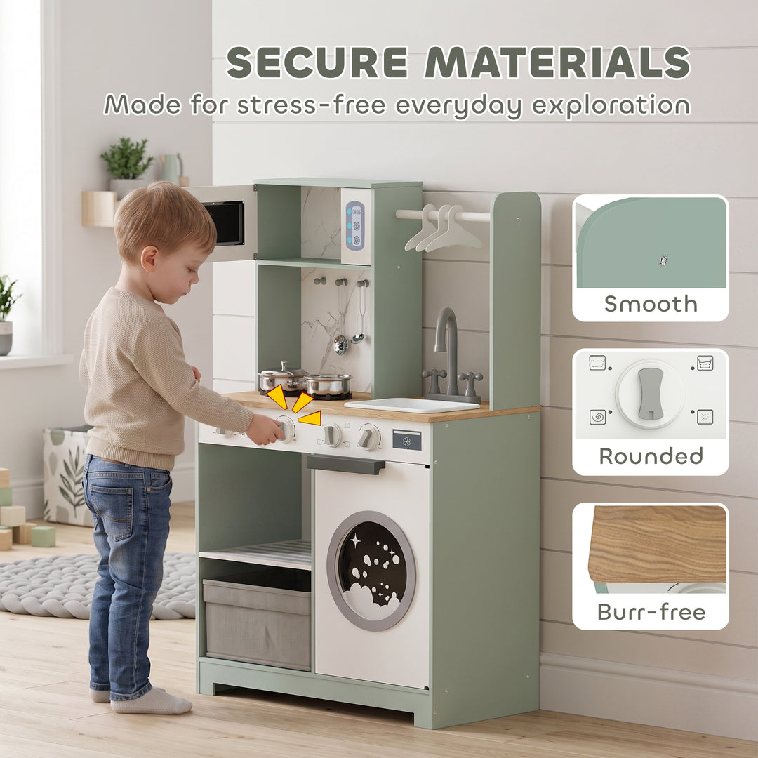 Kids Play Kitchen, Pretend Play Toy Kitchen Playset with Stove, Sink, 