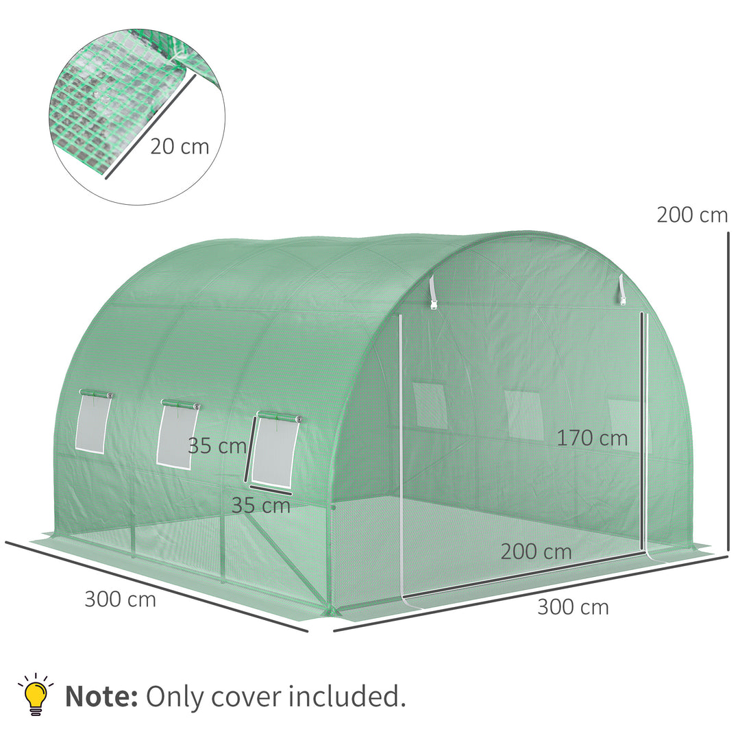 Outsunny 3 x 3 x 2m Greenhouse Replacement Cover ONLY Winter Garden Plant PE Cover for Tunnel Walk