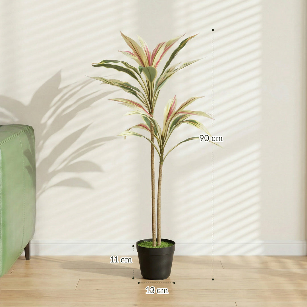 90 cm Artificial Cordyline Tree in Moss Effect Pot, Realistic PEVA Fau