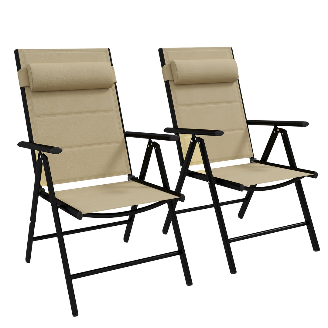 Set of Two Padded Garden Chairs - Khaki