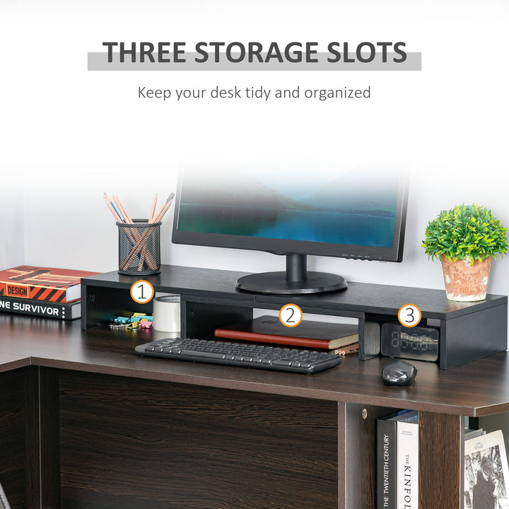 MCL Dual Monitor Stand Riser with Adjustable Length and Angle, Screen Riser for Laptop, Computer, PC, Printer, TV, Black