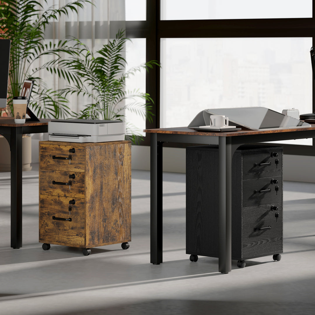 Three Drawer Wood-Effect Filing Cabinet