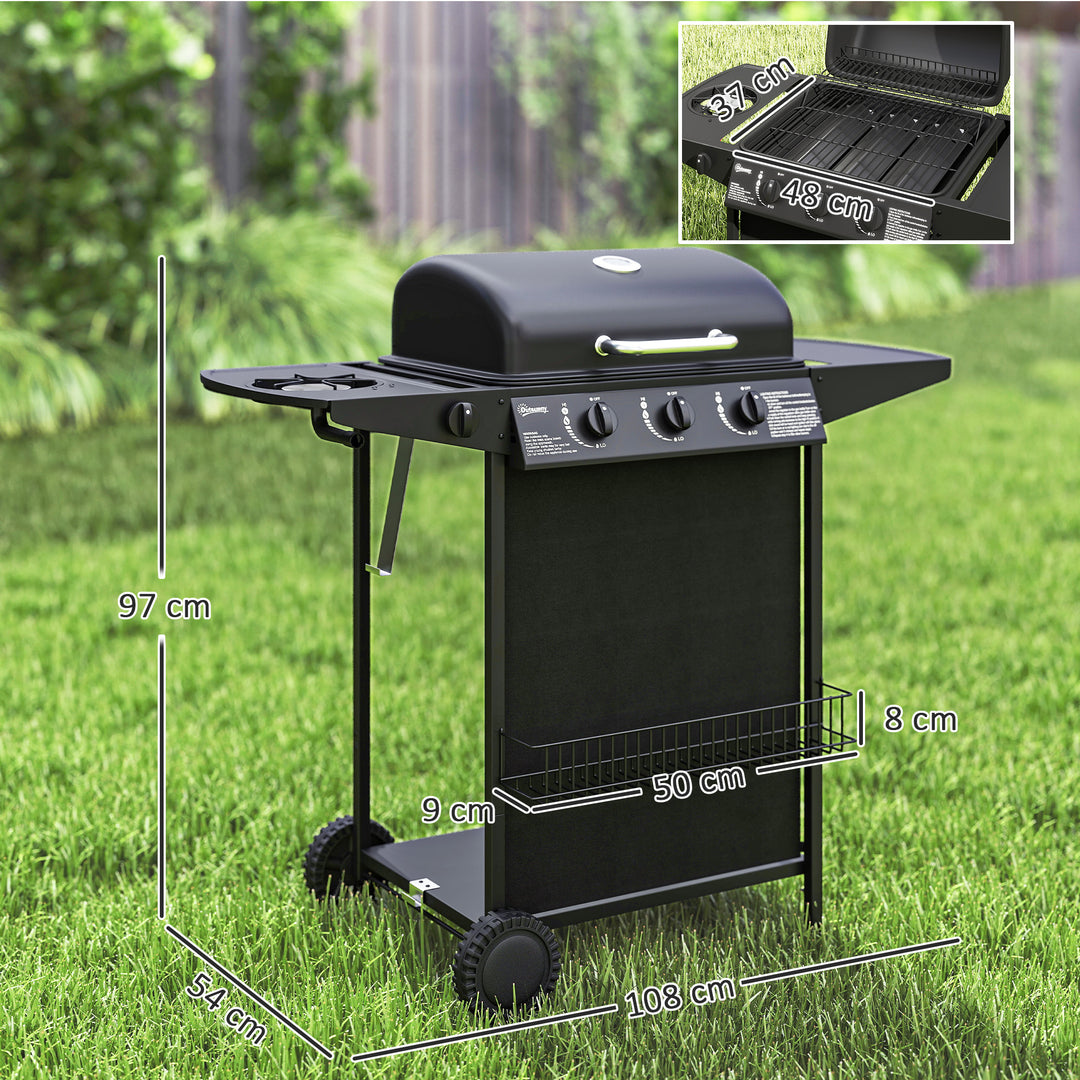 Four Burner Gas Grill BBQ - Black