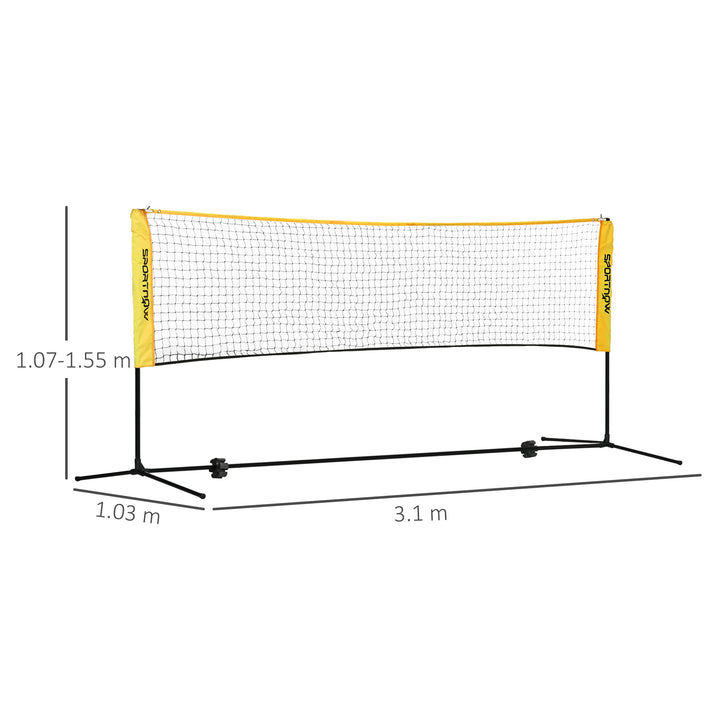 SPORTNOW Adjustable Height Badminton Net, 3m, Portable Outdoor Sports Net for Tennis, Pickleball, Volleyball, with Carry Bag