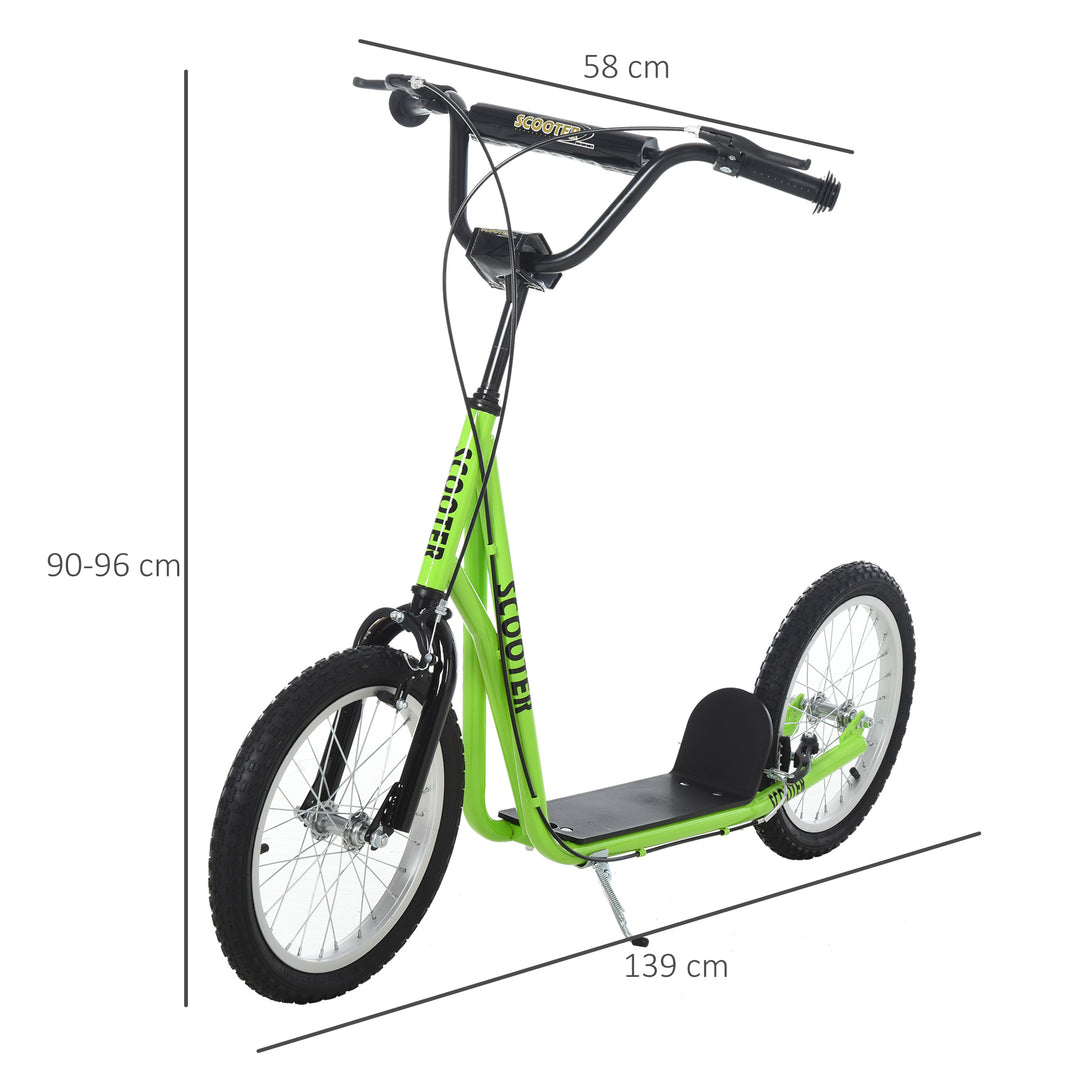 MCL Kick Scooters for Kids with Adjustable Height, Anti-Slip Deck, Dual Brakes, Rubber Tyres, for Boys and Girls Aged 5+ Years Old - Green