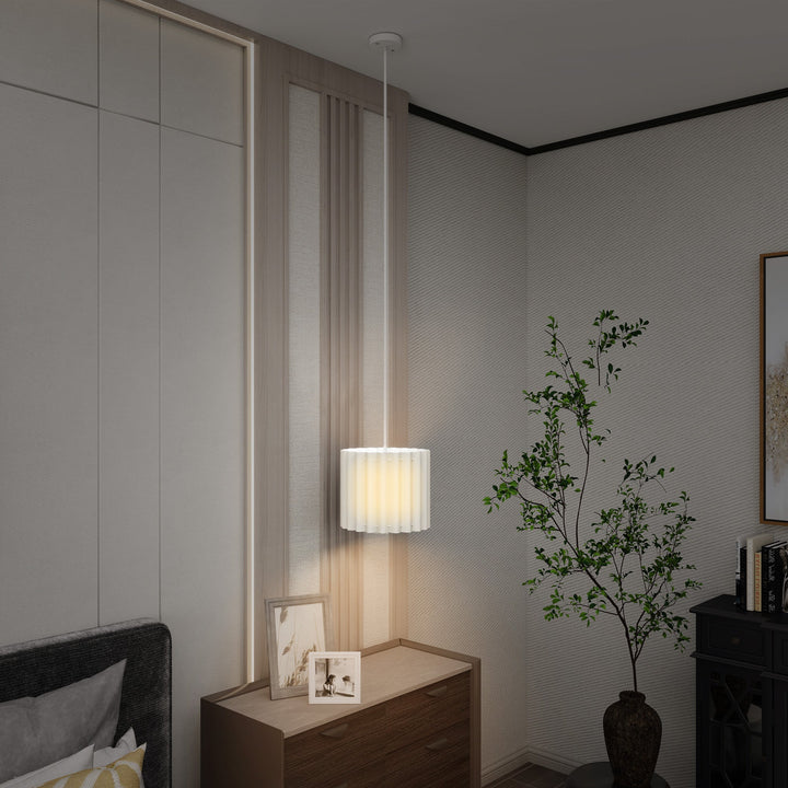 Linen Pendant Light, Modern Wave Ceiling Light Shade, E27 Lampshade for Living Room, Bedroom, Kitchen, Hallway
