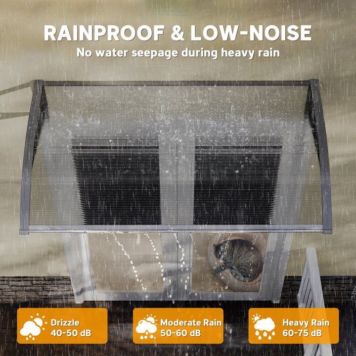 Front Door Canopy, Outdoor Awning, Rain Shelter, 110 x 60cm, Grey