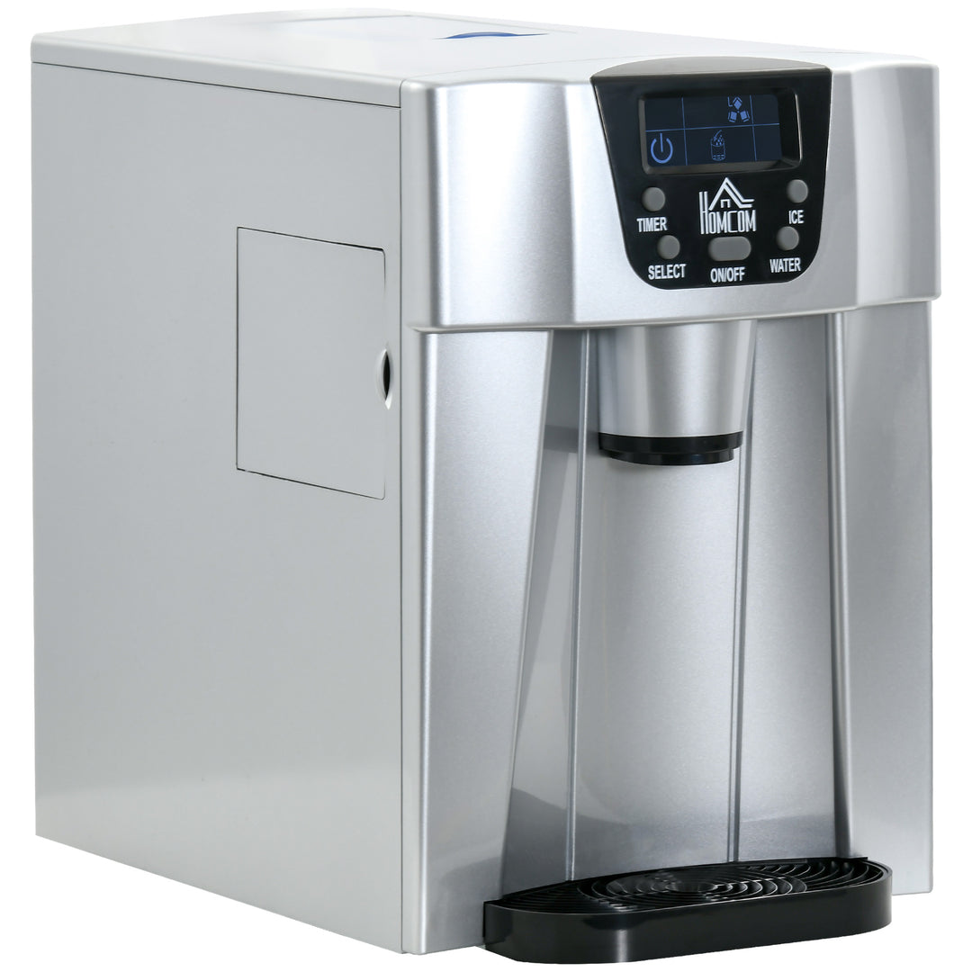 MCL 3L Ice Maker Machine and Water Dispenser, 12kg in 24H, 2 Sizes 9 Ice Cubes Ready in 6-10 Mins Ice Machine, Silver