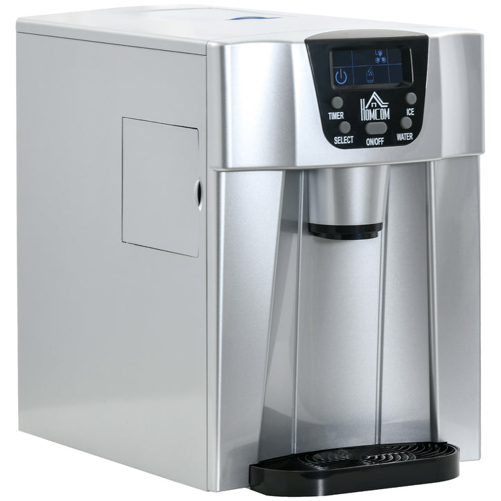 MCL 3L Ice Maker Machine and Water Dispenser, 12kg in 24H, 2 Sizes 9 Ice Cubes Ready in 6-10 Mins Ice Machine, Silver