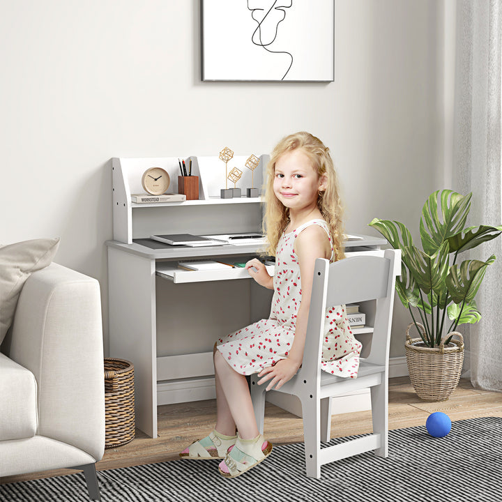 ZONEKIZ Kids Desk and Chair Set with Storage for 5