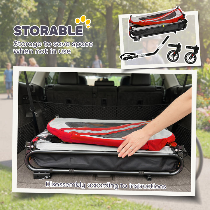 2-In-1 Dog Bike Trailer Pet Stroller with Universal Wheel Reflector Fl