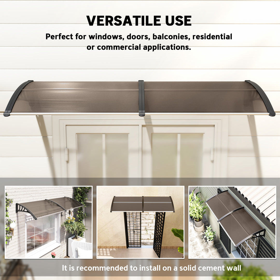 MCL Front Door Canopy, Waterproof Outdoor Awning, 75 x 195 cm Rain Shelter for Window, Porch and Front/Back Door, Brown