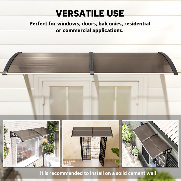 MCL Front Door Canopy, Waterproof Outdoor Awning, 75 x 195 cm Rain Shelter for Window, Porch and Front/Back Door, Brown