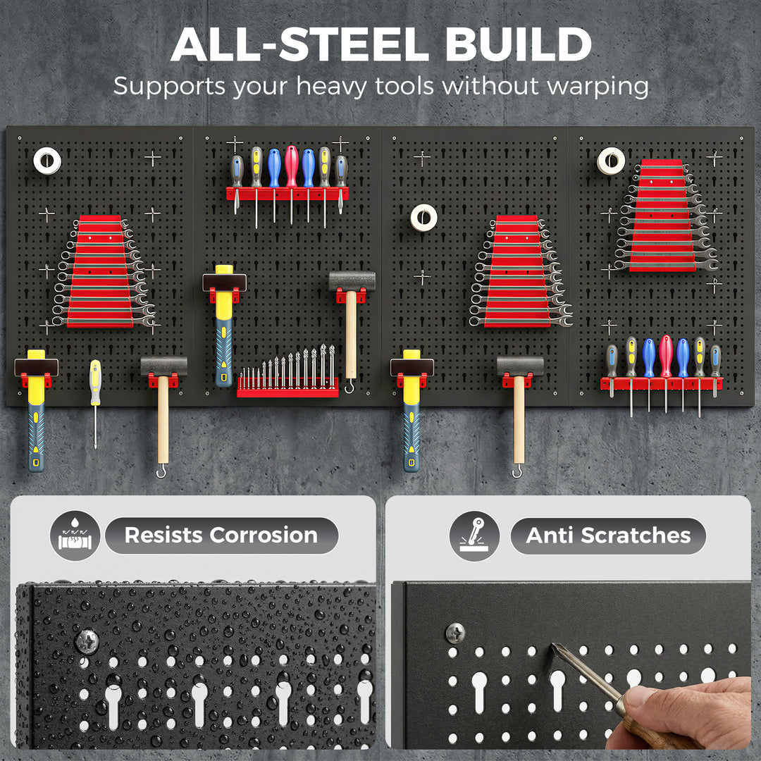 38 Pcs Wall-Mounted Pegboard with 4 Boards, Garage Tool Storage Unit B