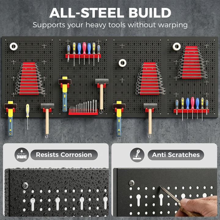 38 Pcs Wall-Mounted Pegboard with 4 Boards, Garage Tool Storage Unit B