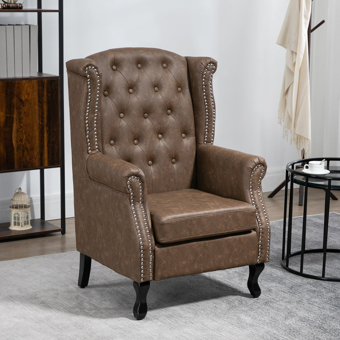 Wingback Accent Chair Tufted Chesterfield-style Armchair with Nail Head Trim for Living Room Bedroom