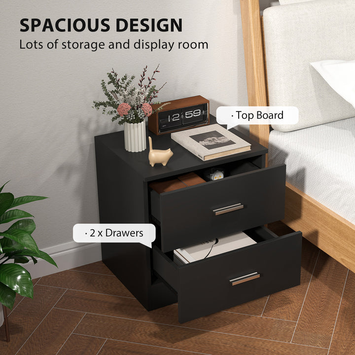 Modern Bedside Table, Beside Cabinet with 2 Drawers, for Bedroom, Livi