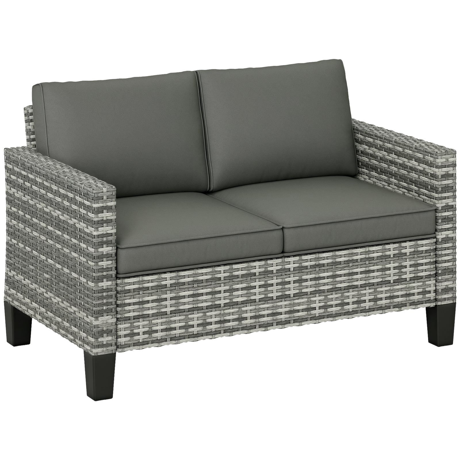Two-Seater Rattan Outdoor Sofa - Light Grey