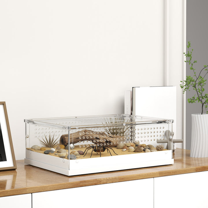 Acrylic Reptile Terrarium with Top Sliding Door, Vents, for Snake, Fro