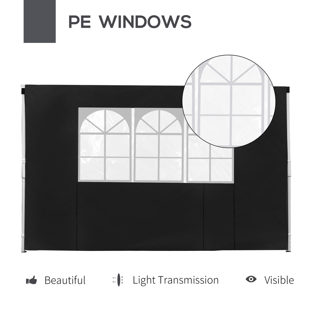 3 Meters Gazebo Replaceable Exchangeable Side Panel Wall Panels Walls With Window, Black