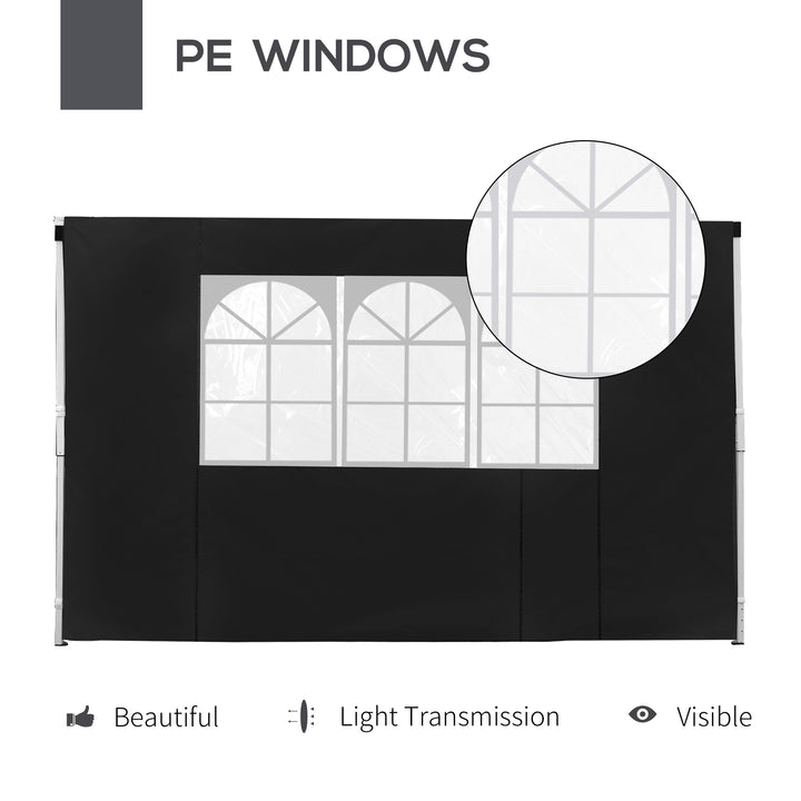 3 Meters Gazebo Replaceable Exchangeable Side Panel Wall Panels Walls With Window, Black