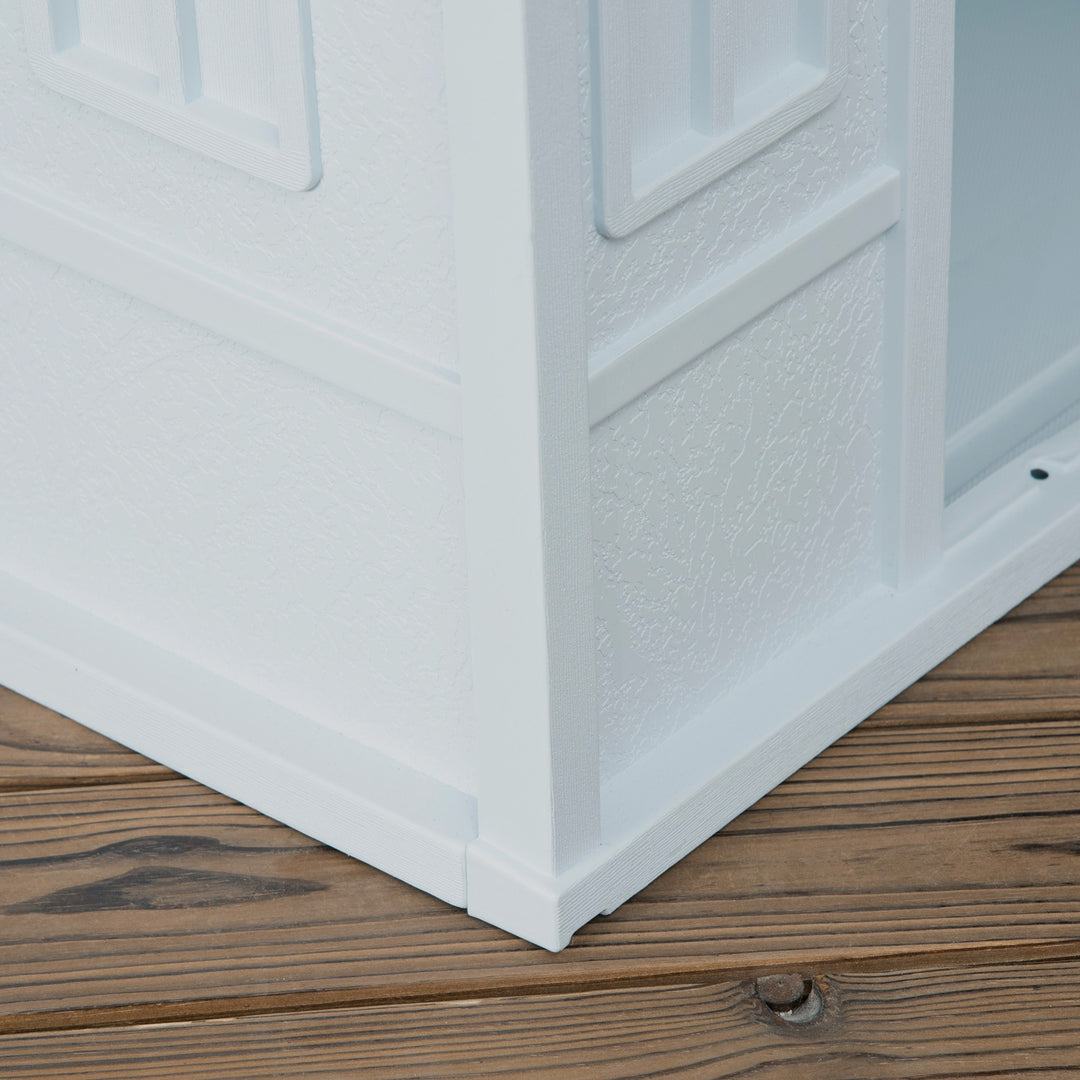 Plastic Weather-Resistant Dog House, for Indoors and Outdoors, Large Dogs - White and Blue