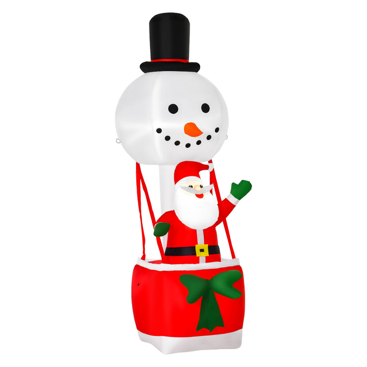 MCL 8ft Christmas Inflatable Decoration with Santa Claus on Snowman Hot Air Balloon, Blow Up Xmas Decor for Outdoor Indoor
