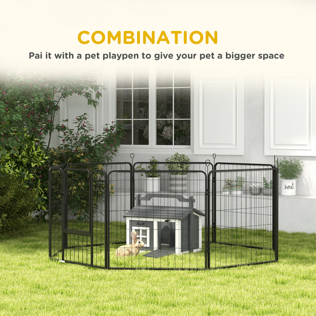 PawHut Indoor Rabbit Hutch, Portable Small Animal House Outdoor with Top Handle, Openable Roof - Grey | Aosom UK