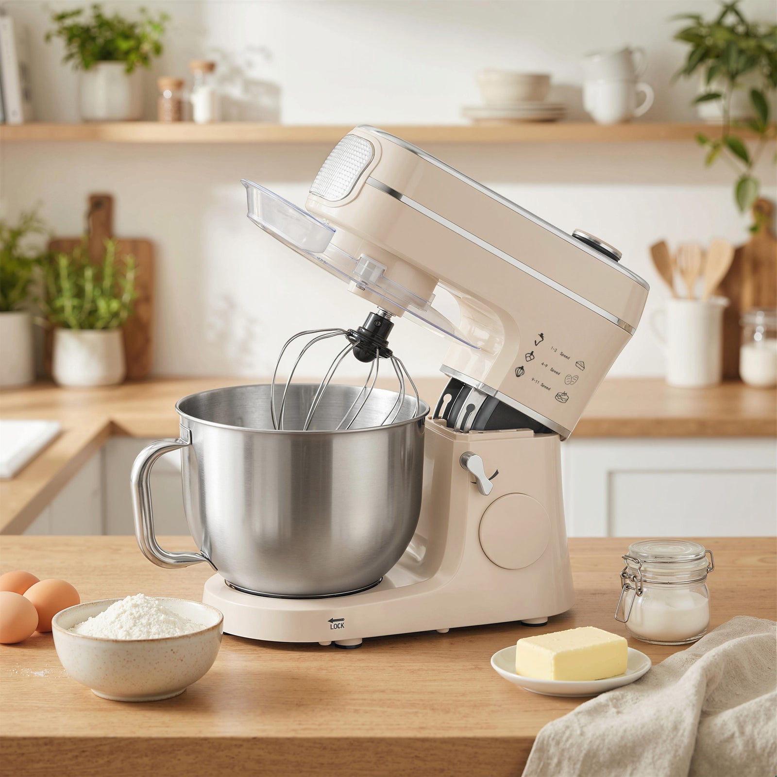 Stand Mixer, 6L 1400W Tilt-Head Food Mixer with 11 Speeds, Pulse & Fer