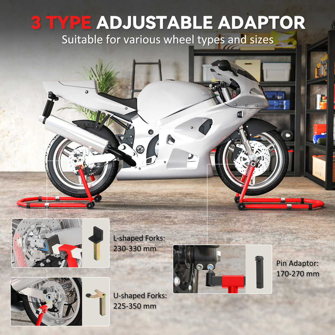 Motorcycle Stand, Front/Rear Paddock Stand, with 390 kg Weight Capacity, Red