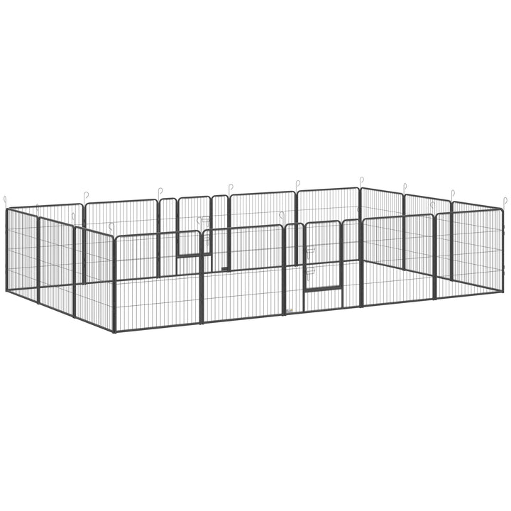 PawHut 16 Panels Heavy Duty Puppy Playpen, for Small and Medium Dogs, Indoor and Outdoor Use - Grey | Aosom UK