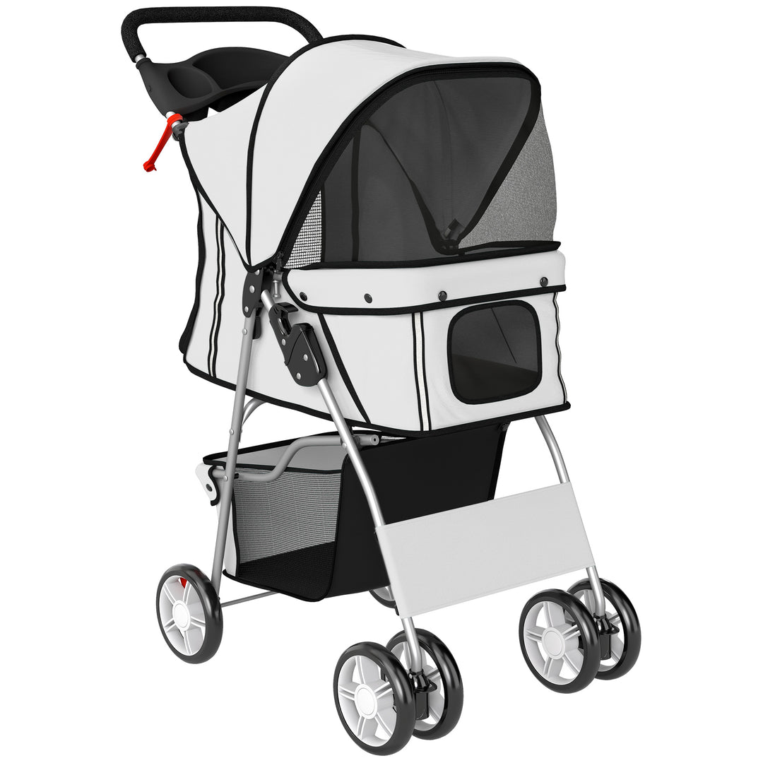 Dog Pram, Pet Stroller with Reflective Strips, Foldable Cat Stroller w