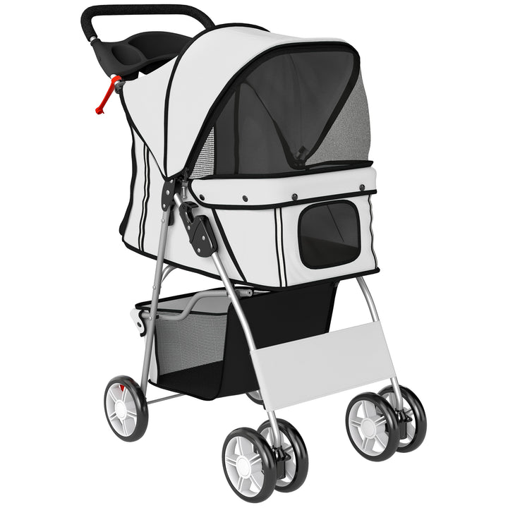 Dog Pram, Pet Stroller with Reflective Strips, Foldable Cat Stroller w
