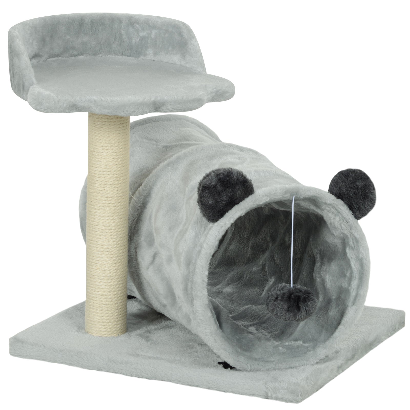 47cm Small Cat Tree w/ Scratching Post, Bed, Cat Tunnel, Toy Ball, Grey