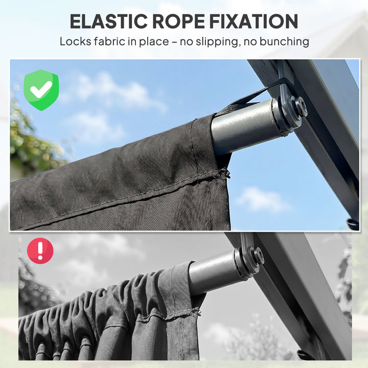 Retractable Pergola Cover, 3.5 x 2.6 m Replacement Canopy Fabric for 4