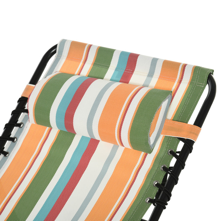 Folding Sun Lounger Beach Chaise Chair Garden Reclining Cot Camping Recliner with 4 Position Adjustable Multicolored