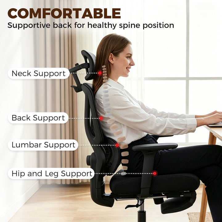 Mesh Desk Chair with 3D Armrests, Ergonomic Office Chair with Rotatabl