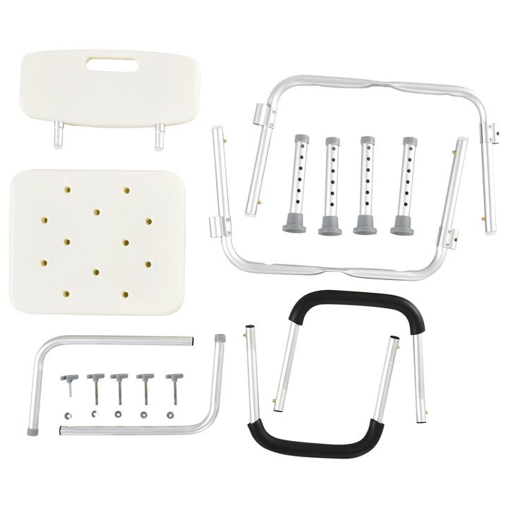 MCL Adjustable Shower Chair, Shower Seat, Portable Medical Stool with Adjustable Back and Armrest for Mobility
