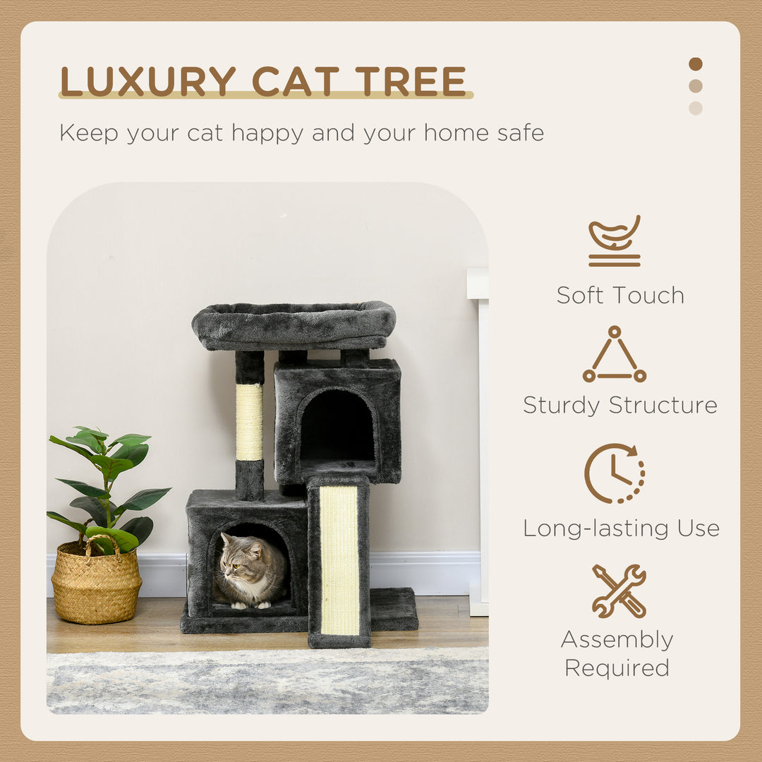 MCL Cat Tree for Indoor Cats 81cm Cat Scratching Post Scratch Board Kitten Tower Climbing Frame Black