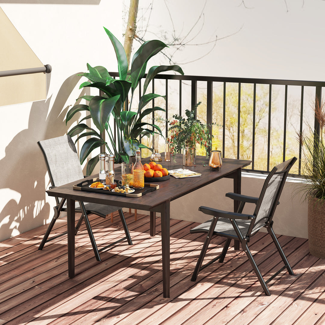 Set of Two Folding Outdoor Chairs - Black/Grey