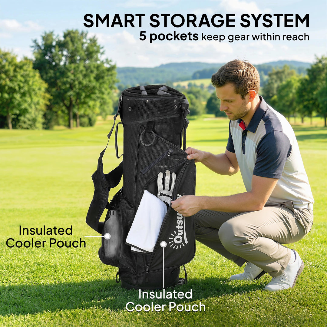 Golf Stand Bag 6 Way Full-Length Dividers, Waterproof Golf Bag with 5 