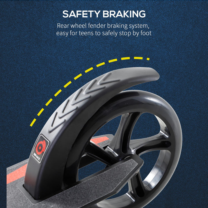 MCL Foldable Kick Scooter with Double Shock Absorption and Big Wheels, Height Adjustable Aluminium Frame Big Wheel Scooter for 14+ Teens Adult - Black