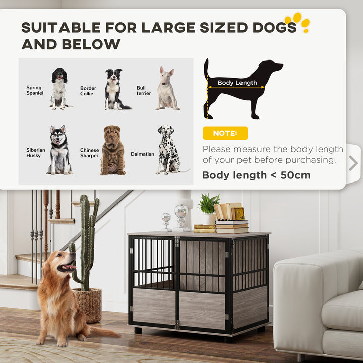 80cm Furniture Style Dog Crate Dog Cage End Table Indoor with 3 Doors Soft Washable Cushion, for Medium Sized Dogs