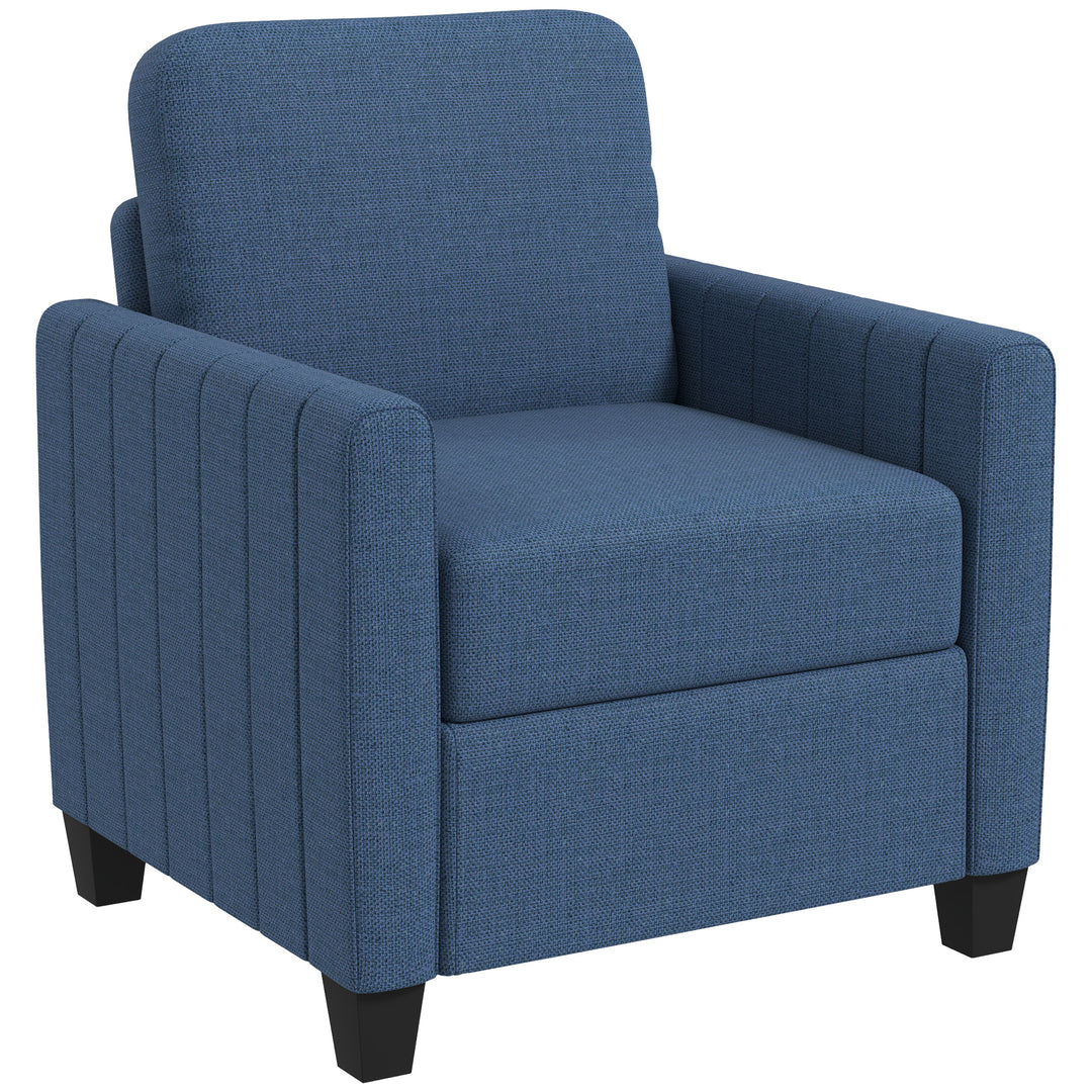Modern Boxy Linen-Look Armchair - Blue