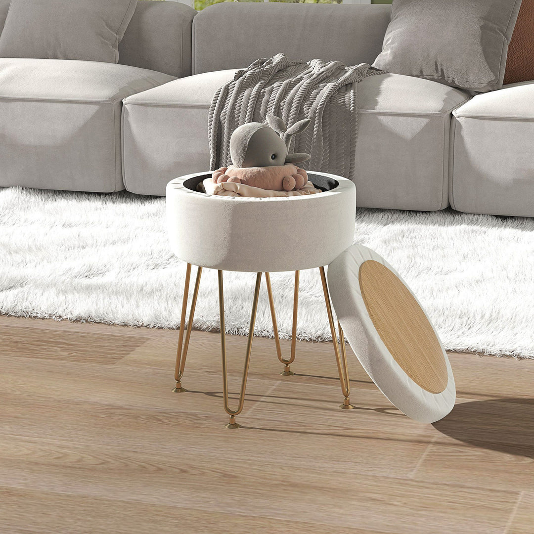 5L Velvet-Feel Storage Ottoman